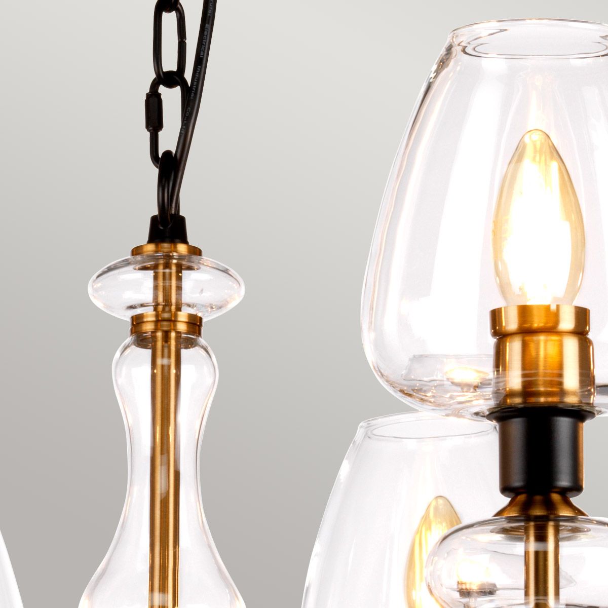Armand Light Chandelier in Aged Brass Plated & Charcoal Black Paint