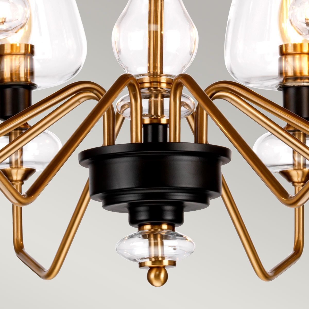 Armand Light Chandelier in Aged Brass Plated & Charcoal Black Paint