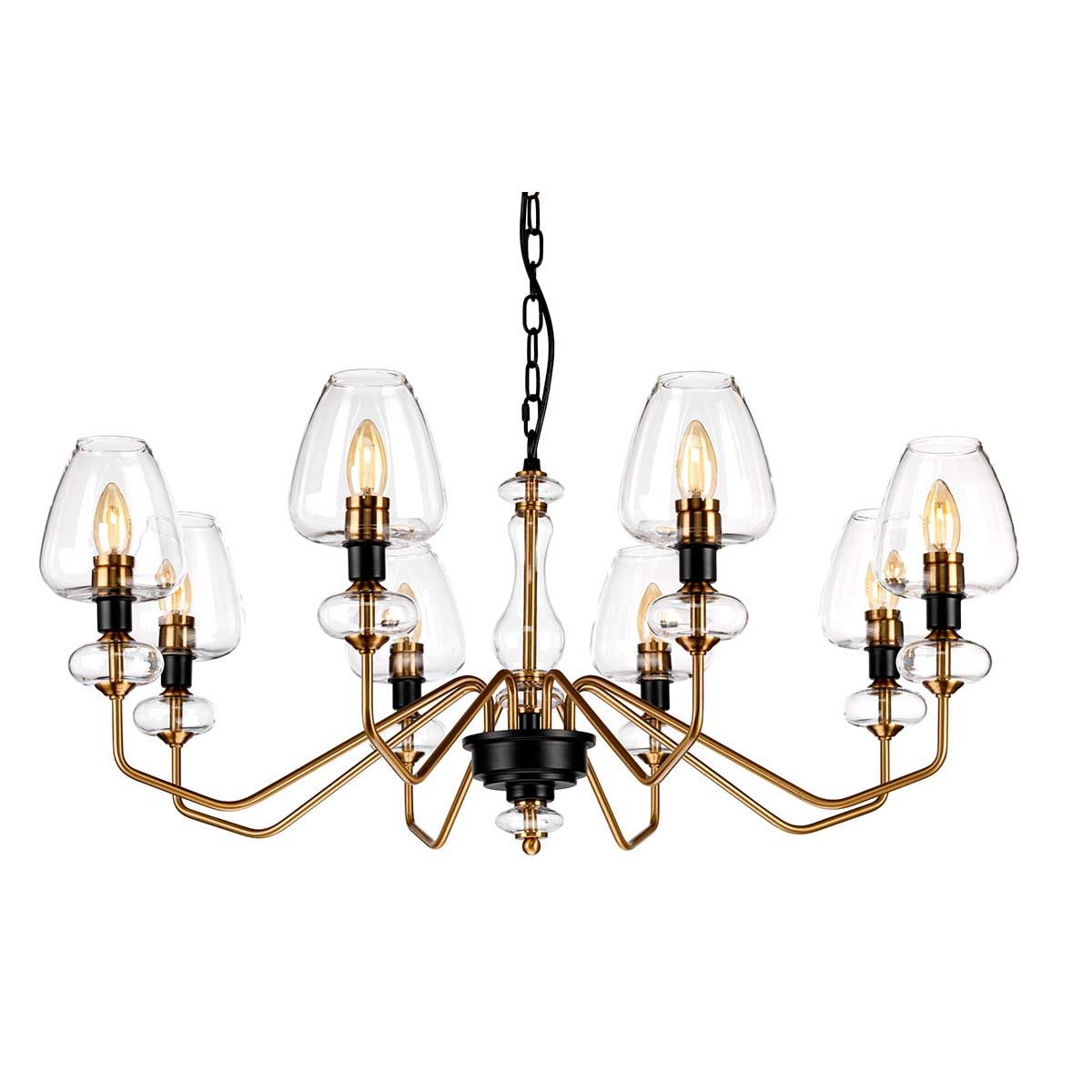 Armand Light Chandelier in Aged Brass Plated & Charcoal Black Paint