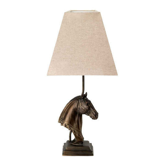 Eclipse Light Table Lamp in Tapered Square Shade in Bronze Patina with Natural Shade