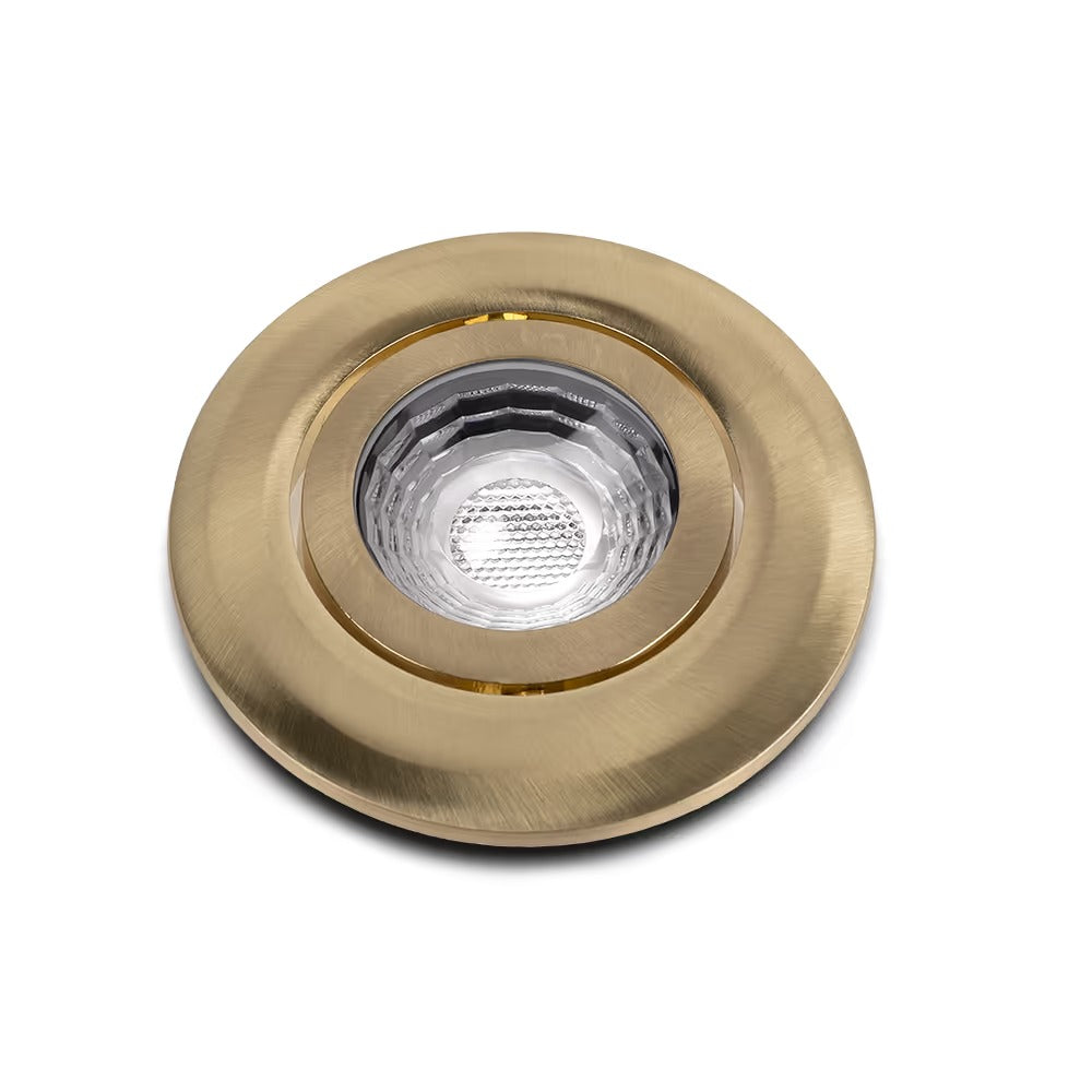 Soho Lighting Brushed Brass 3K Warm White Tiltable LED Downlights, Fire Rated, IP44, High CRI, Dimmable