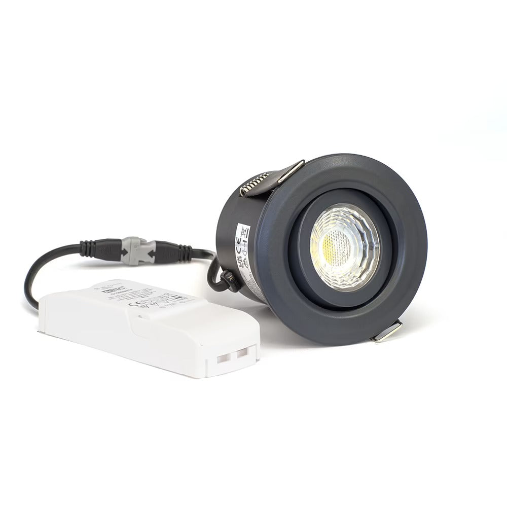 Soho Lighting Anthracite Grey 3K Warm White Tiltable LED Downlights, Fire Rated, IP44, High CRI, Dimmable