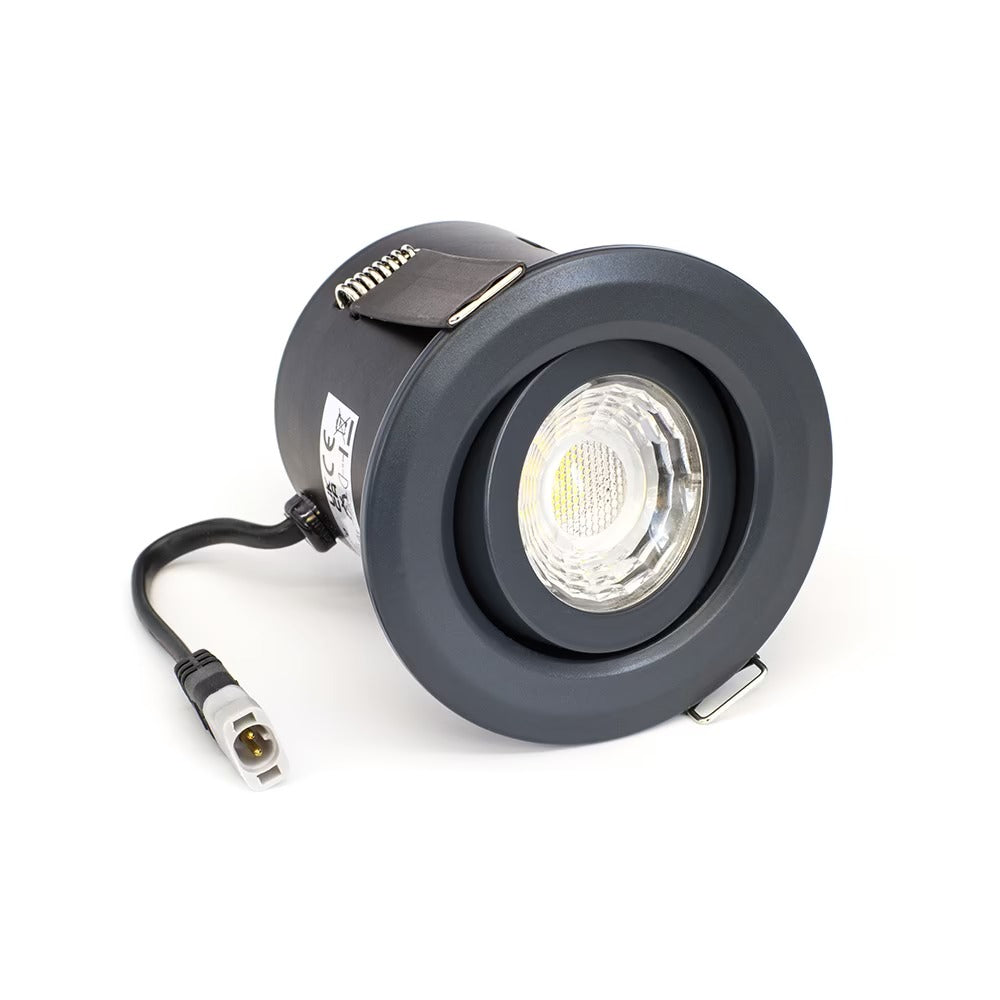 Soho Lighting Anthracite Grey 3K Warm White Tiltable LED Downlights, Fire Rated, IP44, High CRI, Dimmable