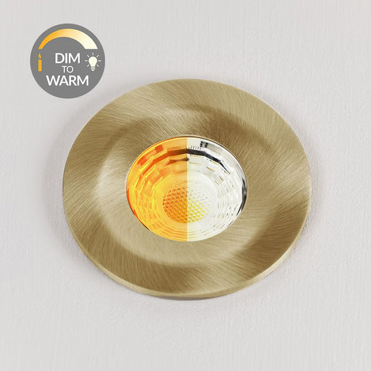 Soho Lighting Brushed Brass CCT Dim To Warm LED Downlight Fire Rated IP65
