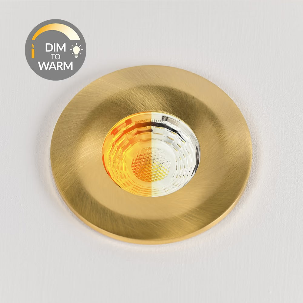Soho Lighting Brushed Gold CCT Dim To Warm LED Downlight Fire Rated IP65