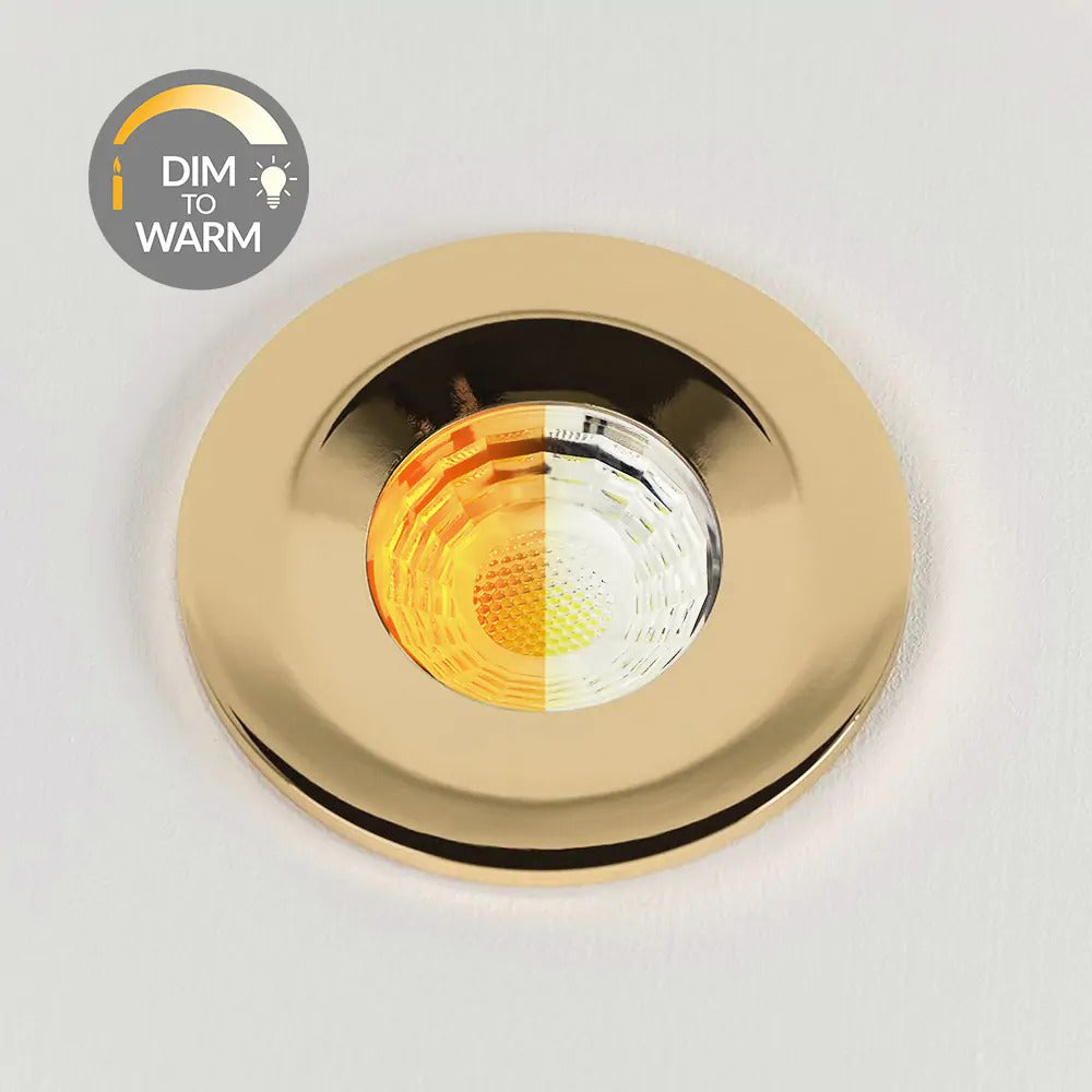 Soho Lighting Polished Brass CCT Dim To Warm LED Downlight Fire Rated IP65