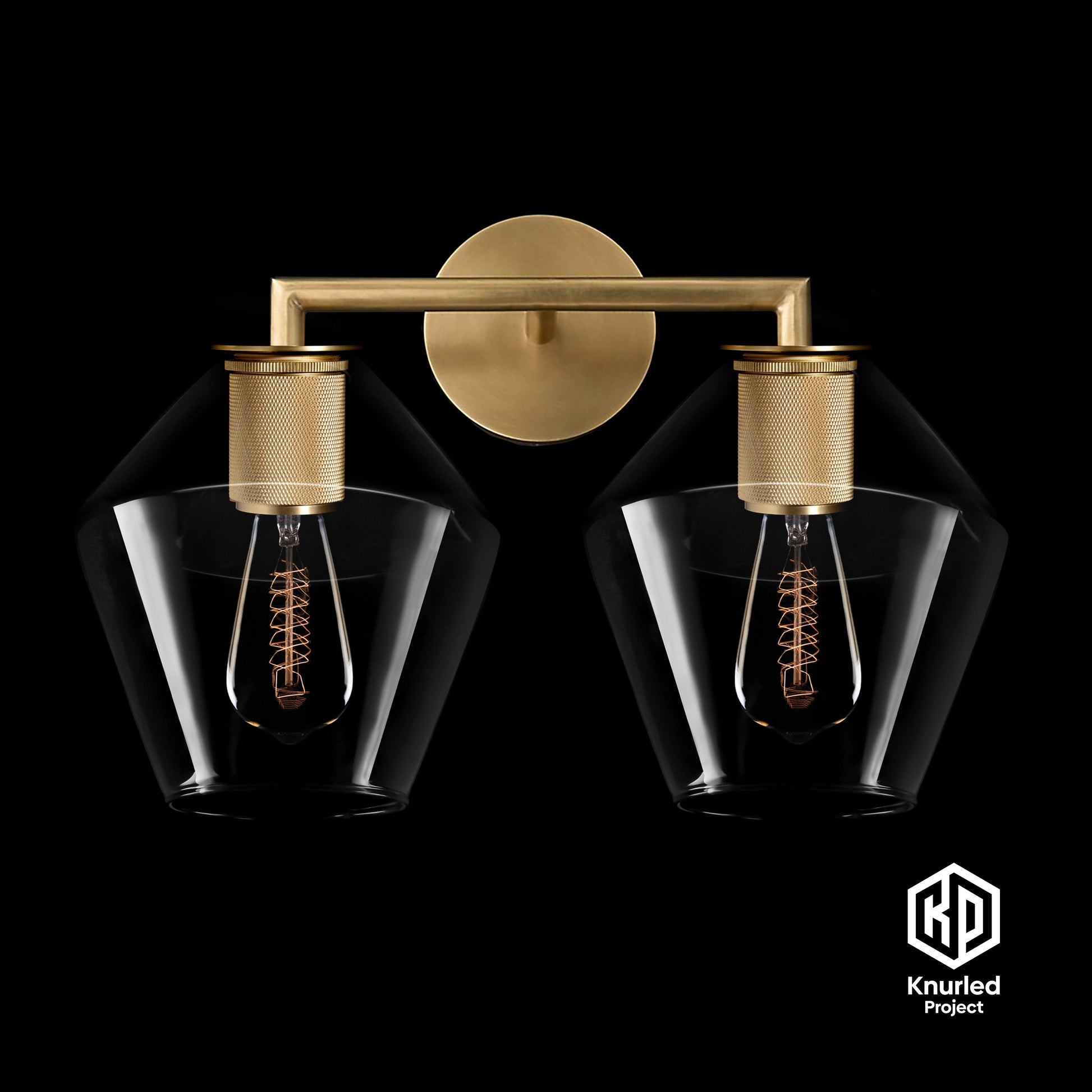 Brass Shade Double Wall Light + Diamond Shade product shot