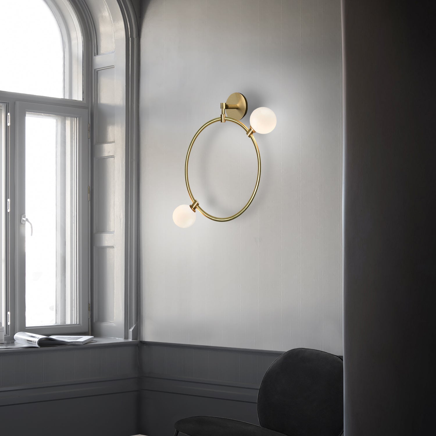 Drops Wall Light, in wall in setting by window.