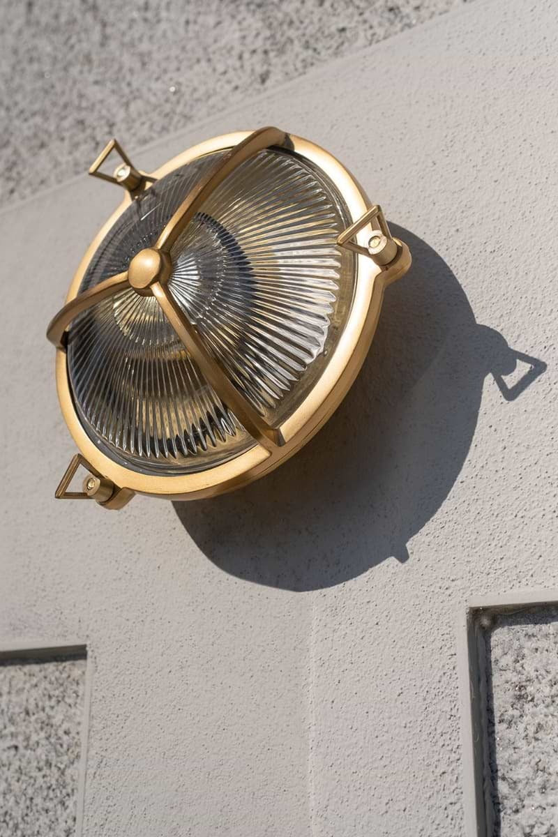 Soho Lighting Carlisle Trine IP65 Outdoor & Bathroom Lacquered Solid Brass Prismatic Glass Wall Light