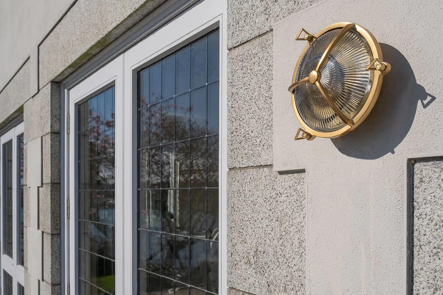 Soho Lighting Carlisle Trine IP65 Outdoor & Bathroom Lacquered Solid Brass Prismatic Glass Wall Light