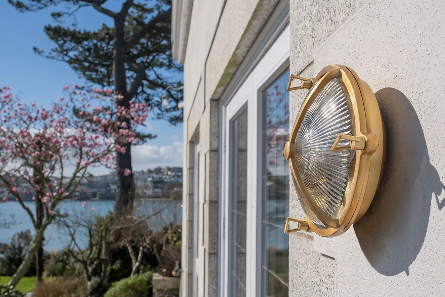 Soho Lighting Carlisle Trine IP65 Outdoor & Bathroom Lacquered Solid Brass Prismatic Glass Wall Light