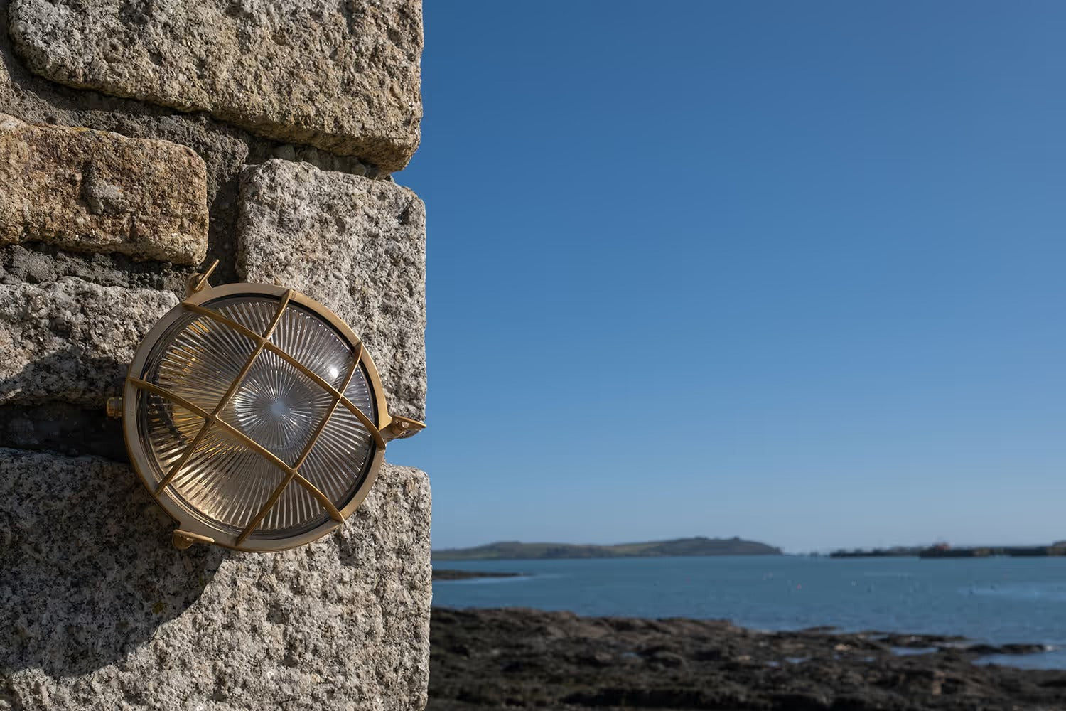Soho Lighting Carlisle Grid Prismatic Glass IP65 Outdoor & Bathroom Laquered Solid Brass Bulkhead Wall Light