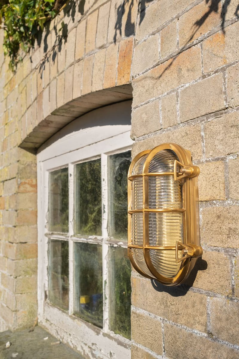 Soho Lighting Flaxman IP65 Outdoor & Bathroom Lacquered Solid Brass Bulkhead Wall Light
