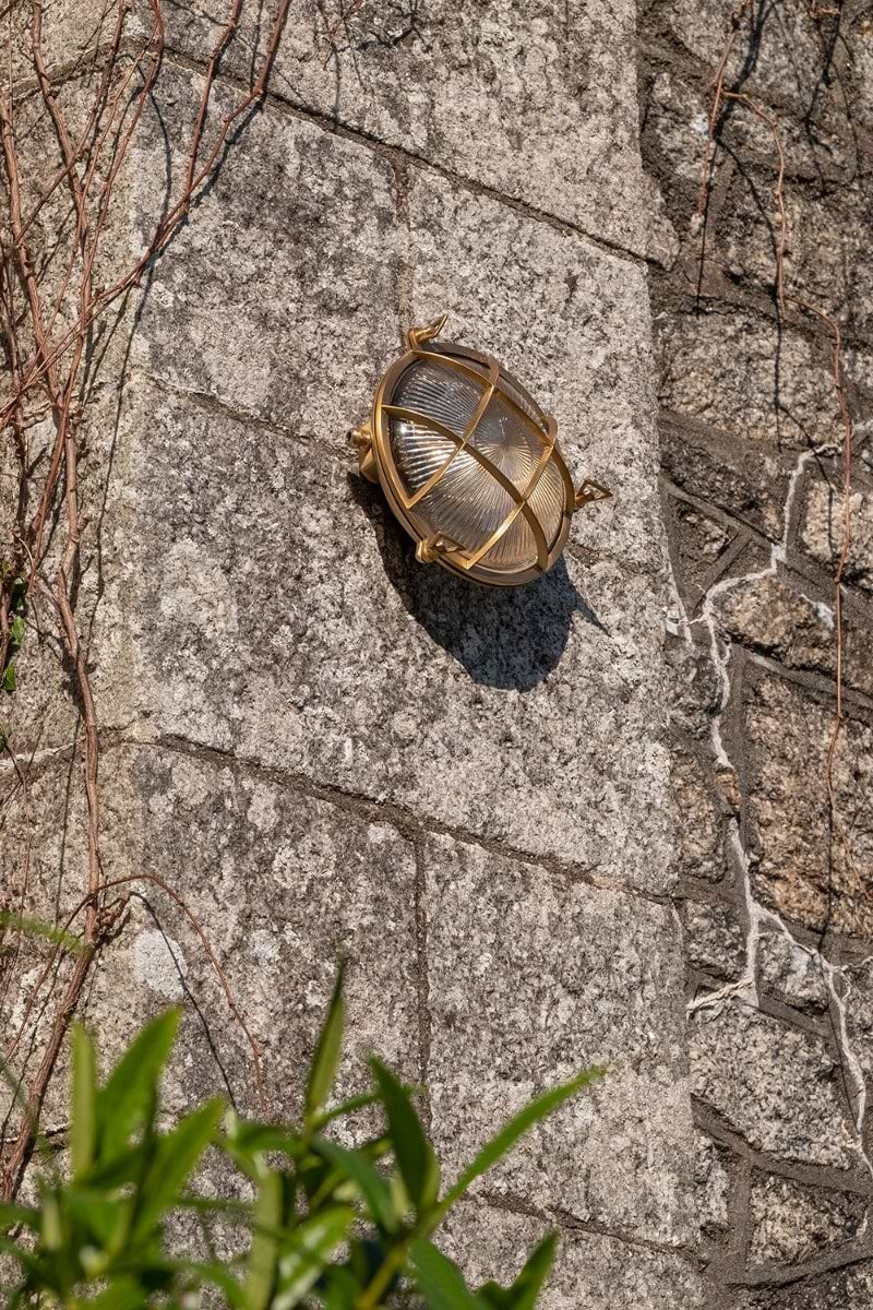 Soho Lighting Carlisle Grid Prismatic Glass IP65 Outdoor & Bathroom Laquered Solid Brass Bulkhead Wall Light
