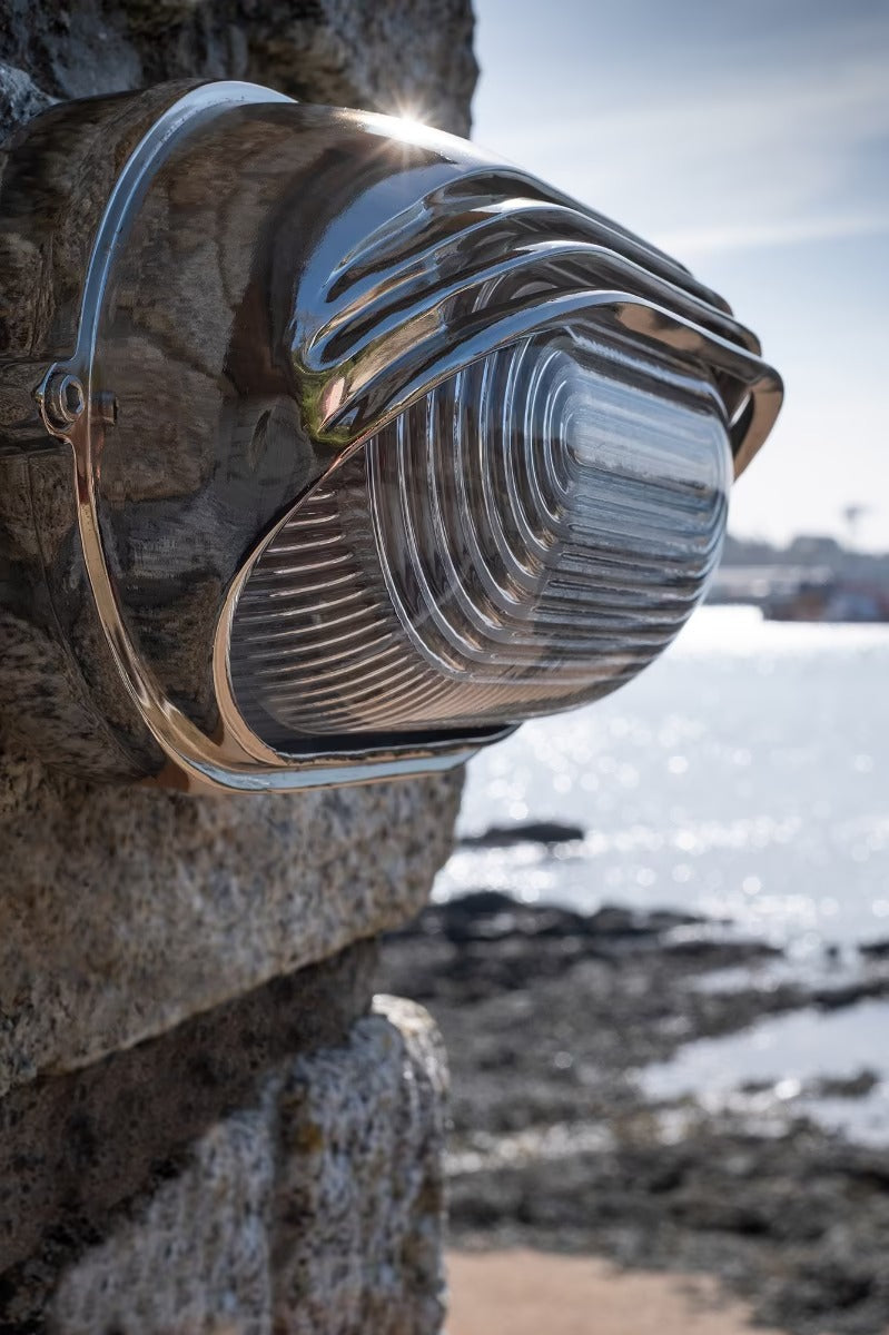 Soho Lighting Marlborough Eyelid Prismatic Glass IP65 Outdoor & Bathroom Nickel Bulkhead Wall Light
