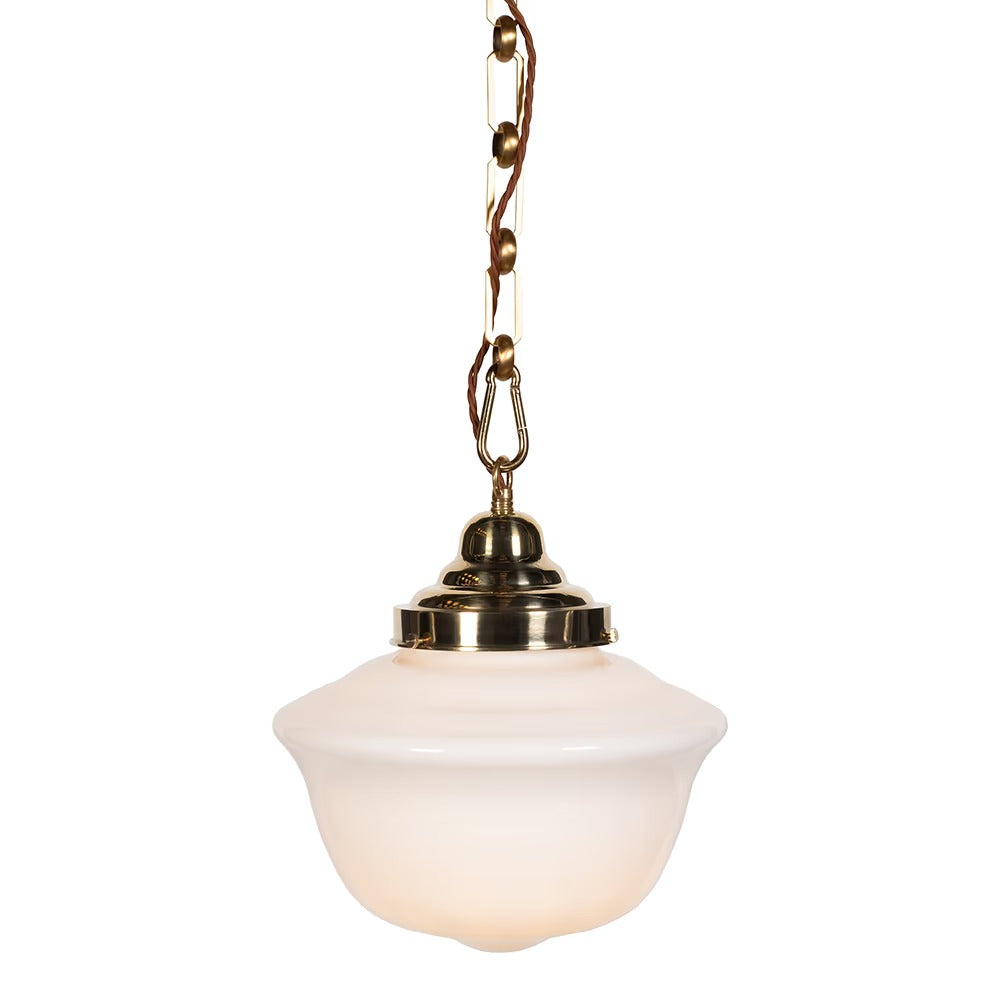 Soho Lighting Frith Brass Opaque Pendant Light - The Schoolhouse Collection