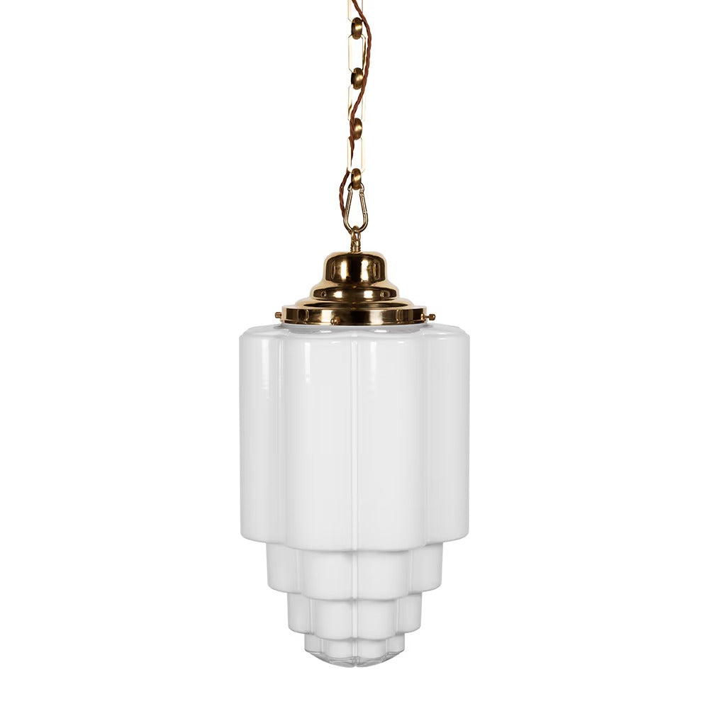 Soho Lighting Glasshouse Polished Brass Opal Art Deco Pendant Light - the Schoolhouse Collection
