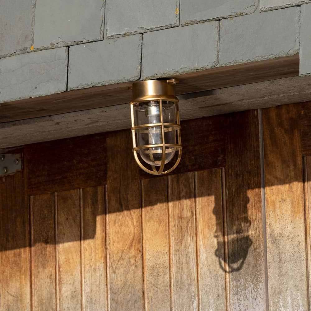Soho Lighting Kemp Grid IP65 Outdoor & Bathroom Lacquered Solid Brass Ceiling Light