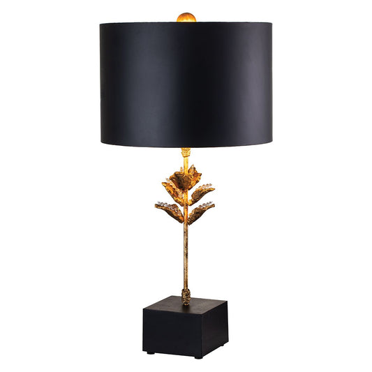 Camilia Table Lamp in Antique Gold and Black with Black Shade