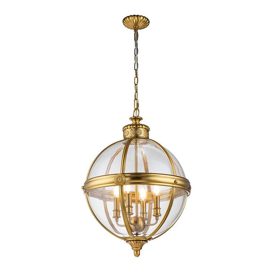 Adams Light Pendant Chandelier In Burnished Brass