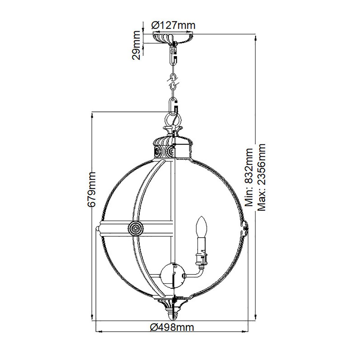 Adams Light Pendant Chandelier in British Bronze