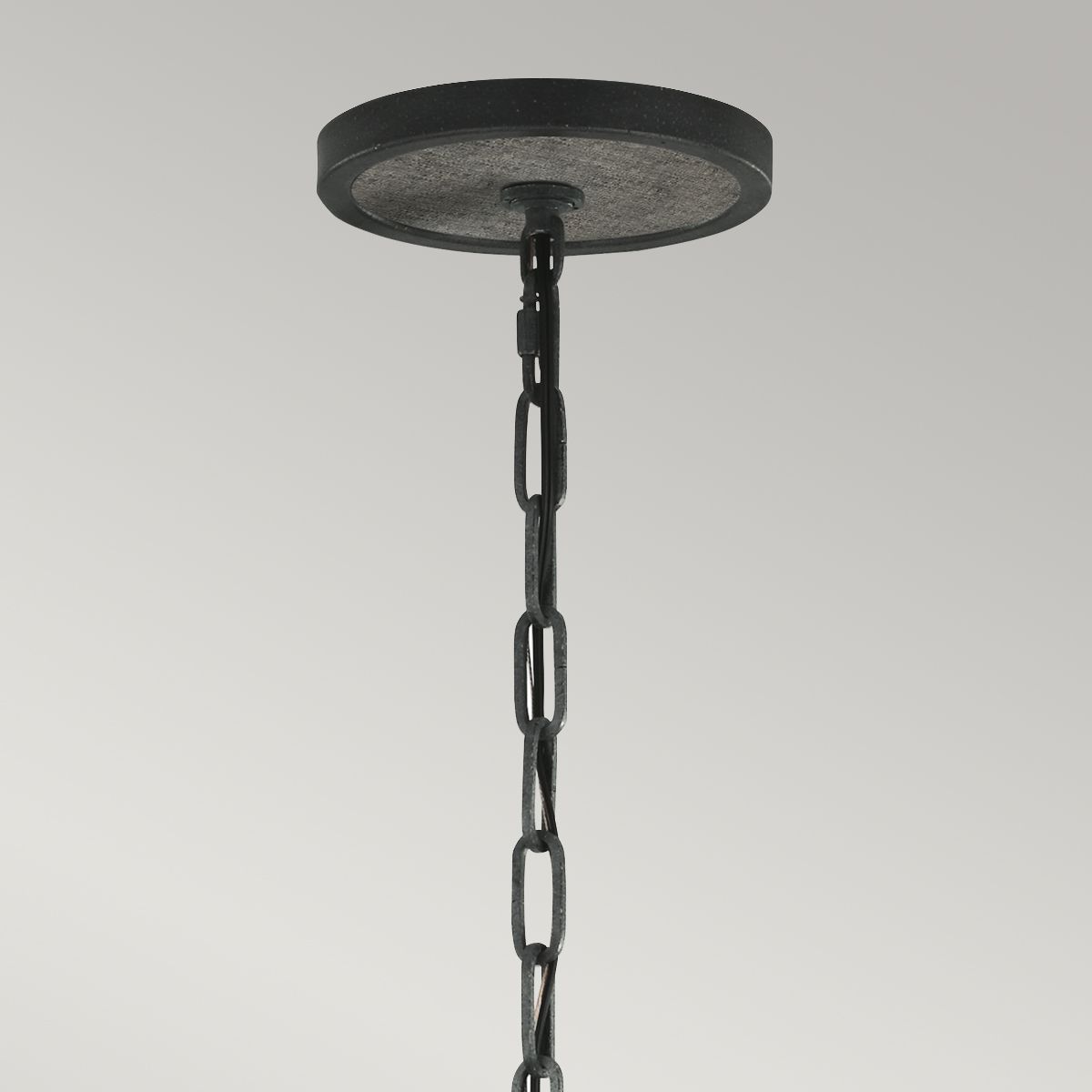 Allier Light Pendant in Weathered Oak Wood and Antique Forged Iron