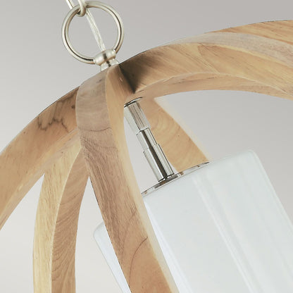 Allier Light Large Pendant in Light Wood/Brushed Steel