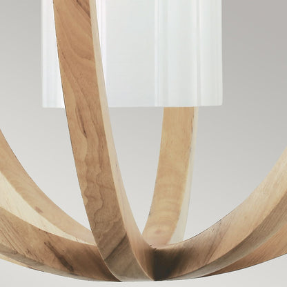 Allier Light Large Pendant in Light Wood/Brushed Steel