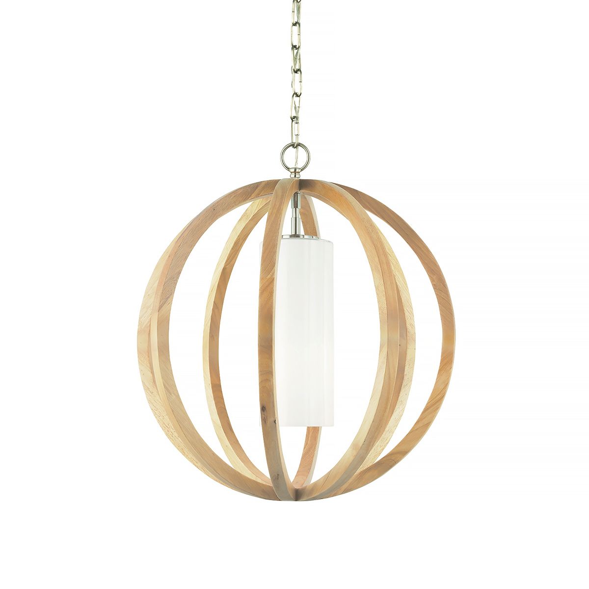 Allier Light Small Pendant in Light Wood/Brushed Steel