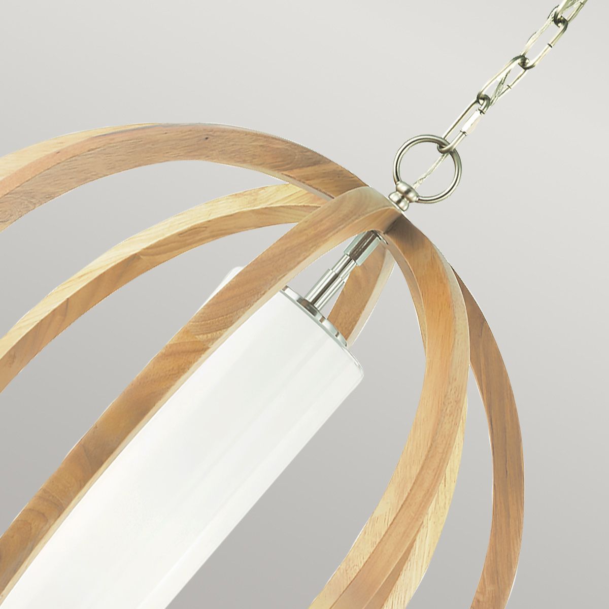 Allier Light Small Pendant in Light Wood/Brushed Steel