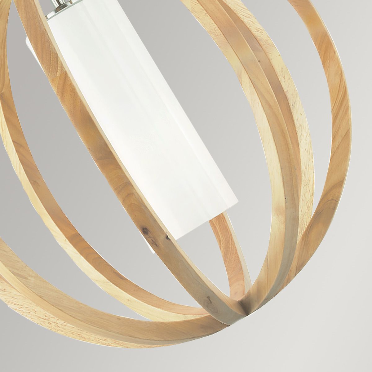 Allier Light Small Pendant in Light Wood/Brushed Steel