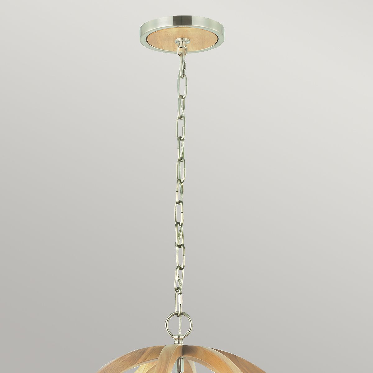 Allier Light Small Pendant in Light Wood/Brushed Steel