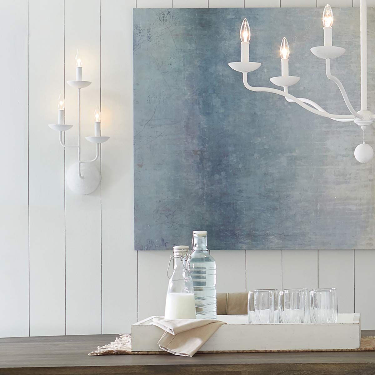 Annie in Light Wall Light Textured Plaster White