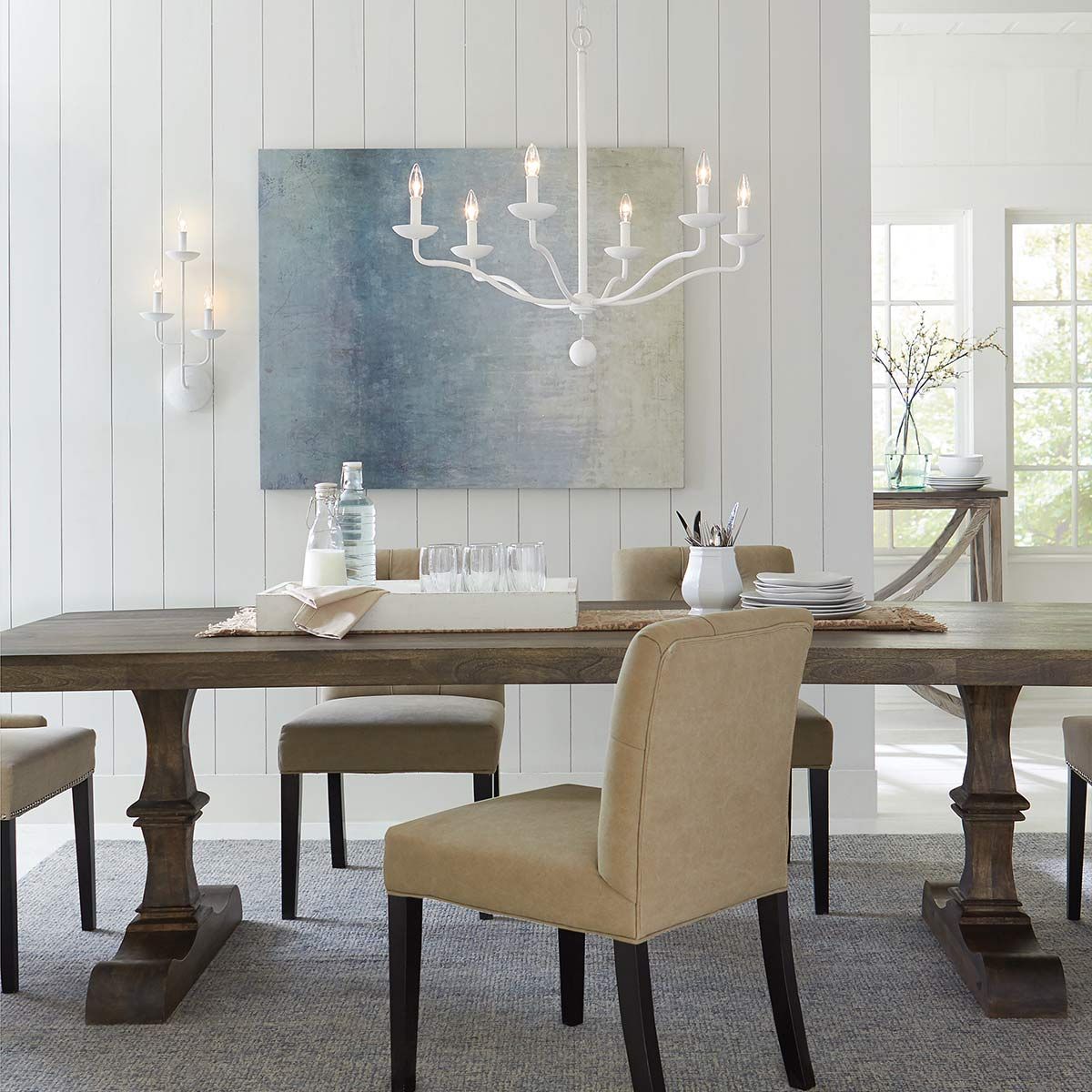 Annie In Light Chandelier Textured Plaster White