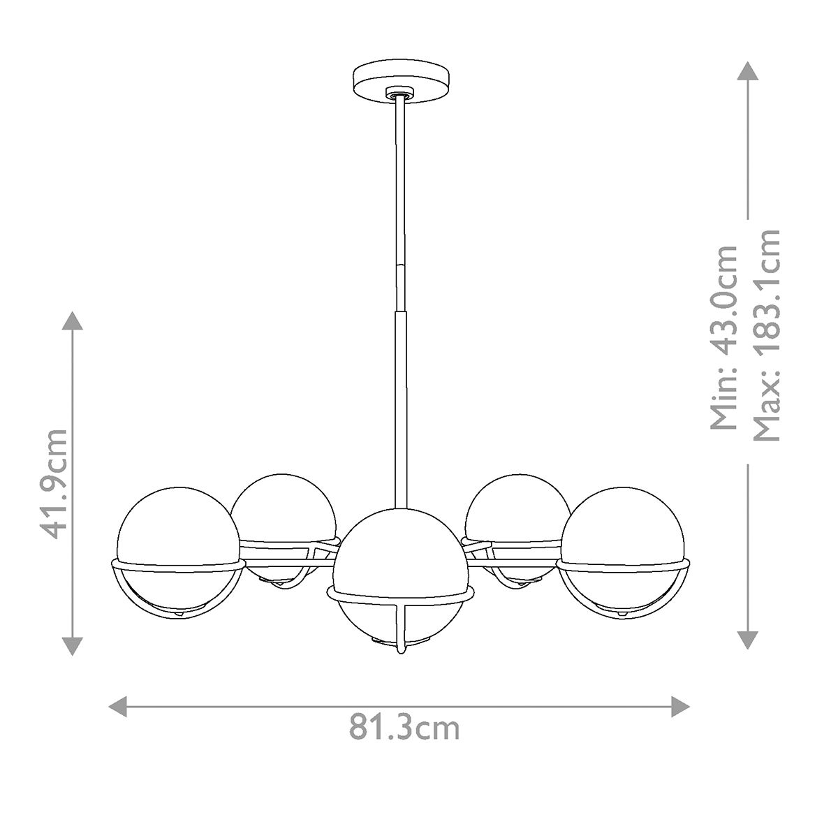Apollo Light Chandelier in Polished Nickel