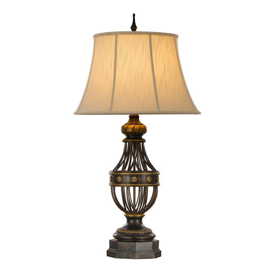 Augustine In Light Table Lamp Antique Brown with Ivory Shade