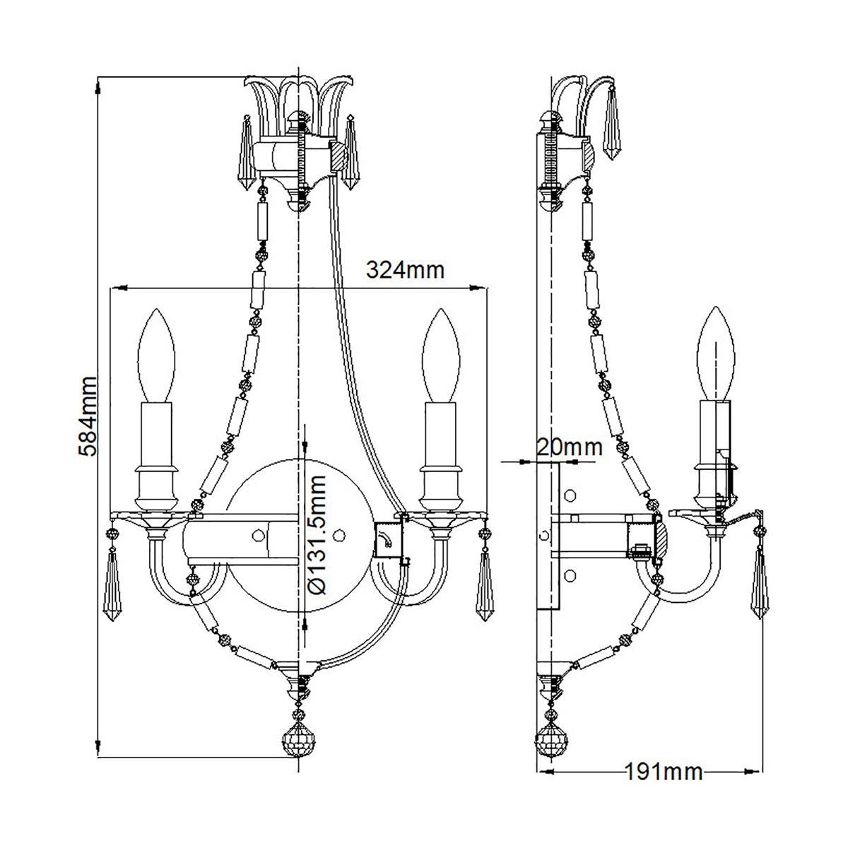 Bellini Light Wall Light in Oxidized Bronze and British Bronze