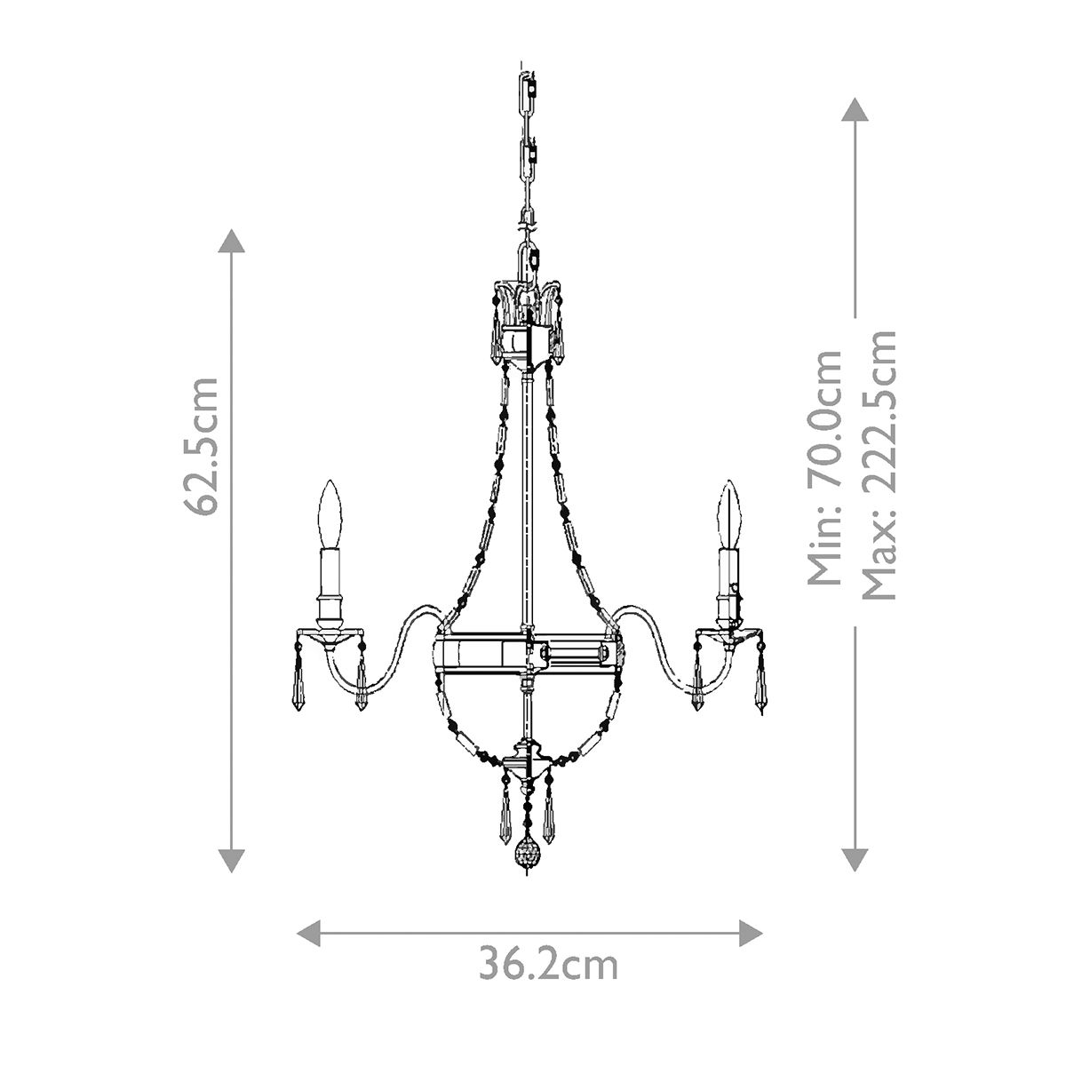 Bellini Light Chandelier in Oxidized Bronze/British Bronze