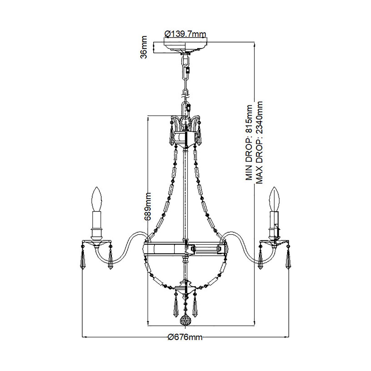 Bellini Light Chandelier in Oxidized Bronze and British Bronze