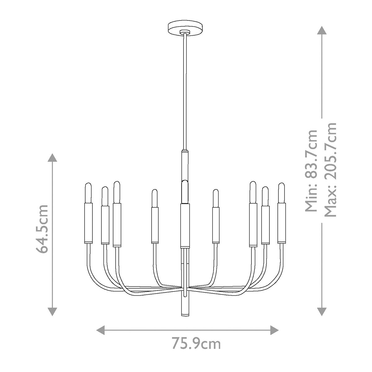 Brianna Light Chandelier in Polished Nickel