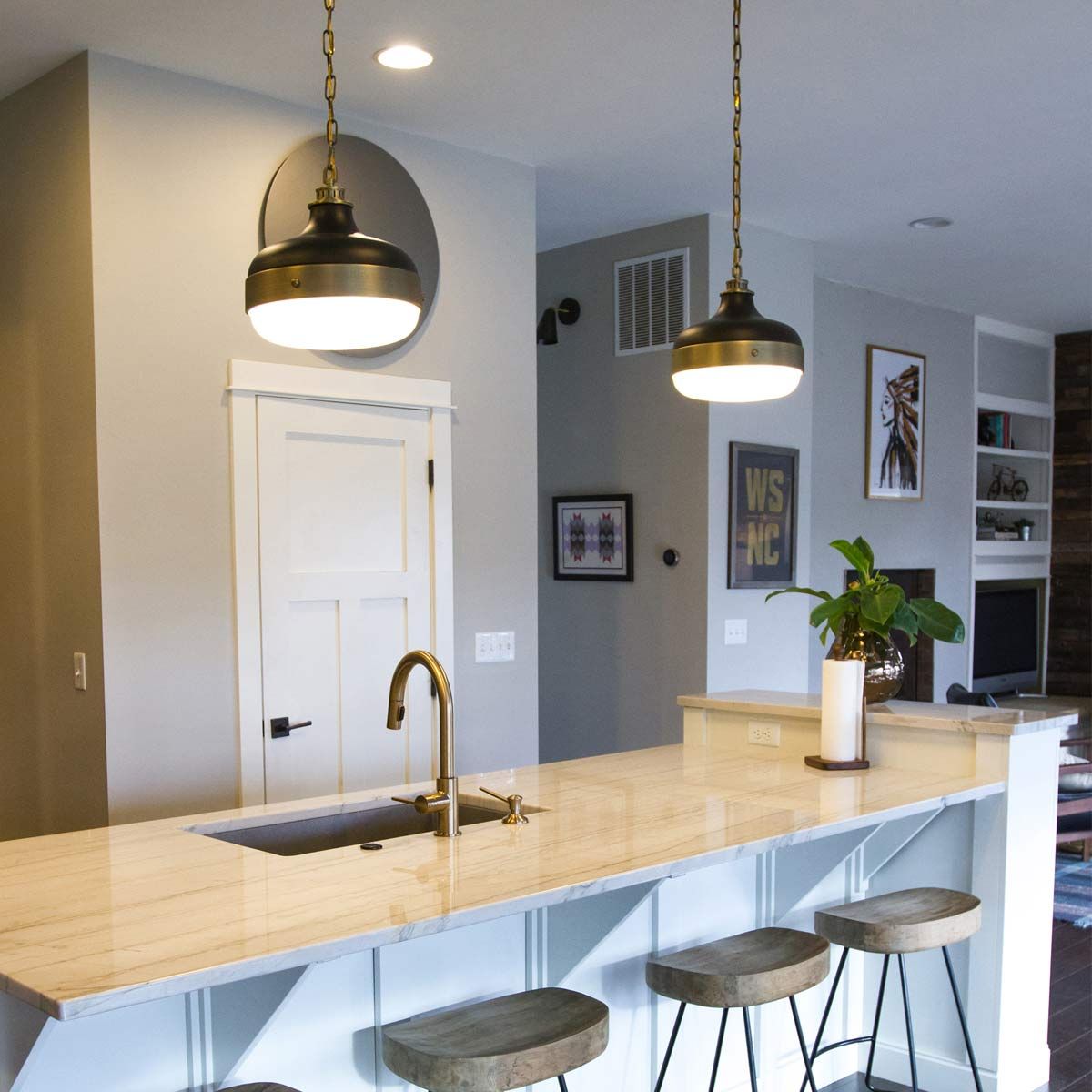 Cadence Light Pendant in Dark Antique Brass and Matte Black