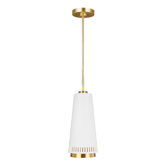 Carter Light Pendant in Matte White with Brass Accents