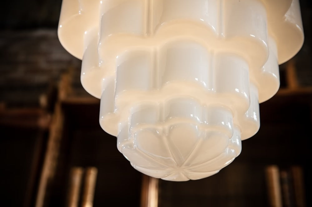 Soho Lighting Glasshouse Polished Brass Opal Art Deco Pendant Light - the Schoolhouse Collection