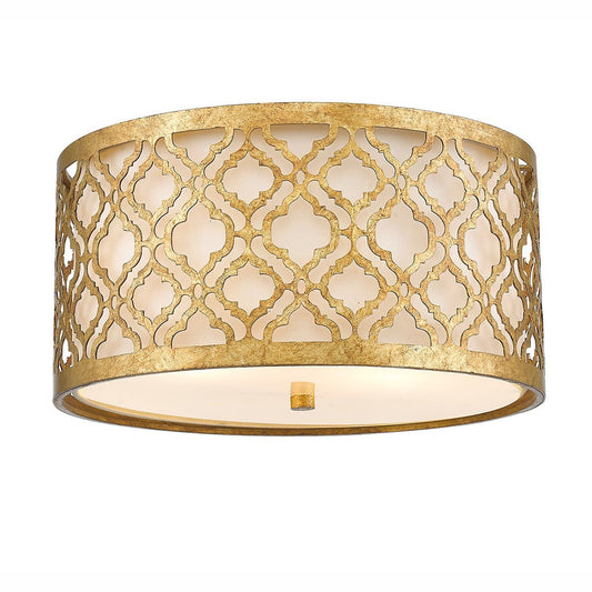 Arabella Light Flush in Distressed Gold, Ivory Shade