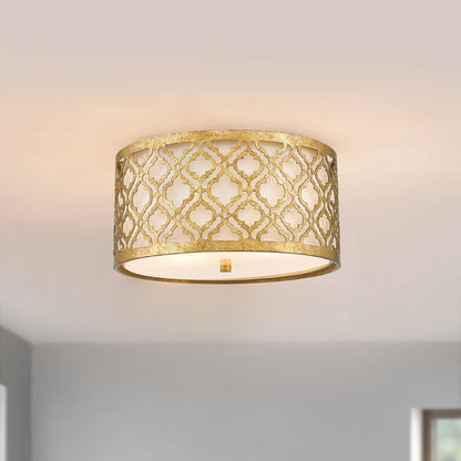 Arabella Light Flush in Distressed Gold, Ivory Shade