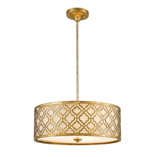 Arabella Light Duo Mount Large Pendant in Distressed Gold, Ivory Shade