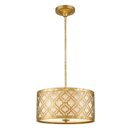 Arabella Light Duo Mount Medium Pendant in Distressed Gold, Ivory Shade