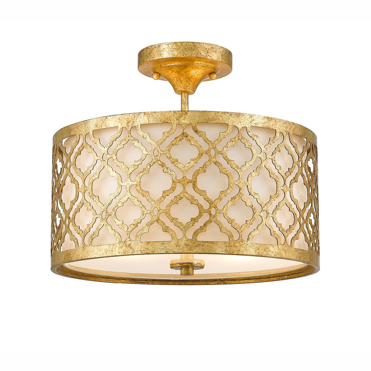 Arabella Light Duo Mount Medium Pendant in Distressed Gold, Ivory Shade
