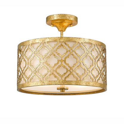 Arabella Light Duo Mount Medium Pendant in Distressed Gold, Ivory Shade