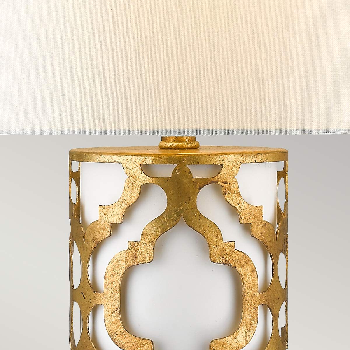 Arabella Light Table Lamp in Distressed Gold, Ivory Shade with White Shade